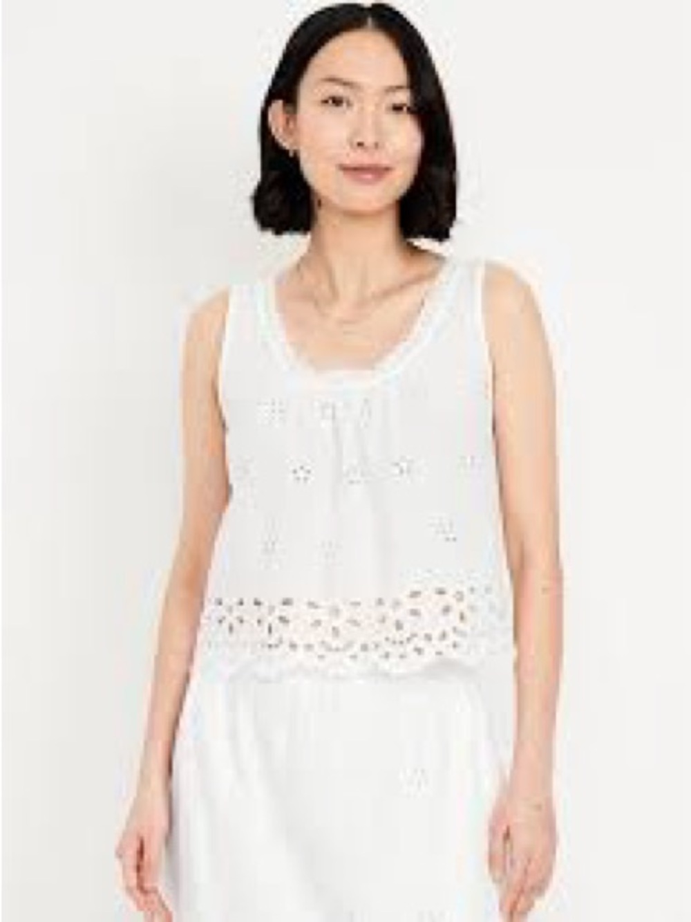 Old Navy Sleeveless Eyelet Top, Calla Lily (White), Medium Tall
